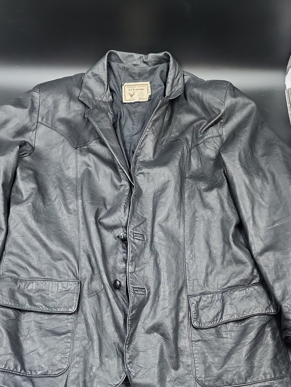El Venadovintage black leather blazer sport  - Men